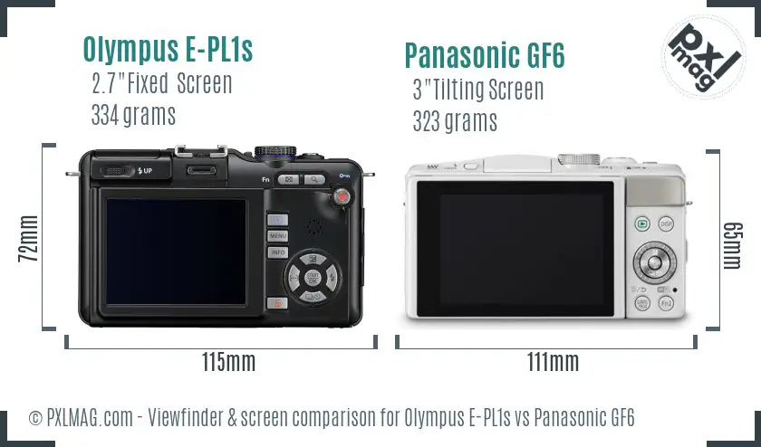 Olympus E-PL1s vs Panasonic GF6 Screen and Viewfinder comparison