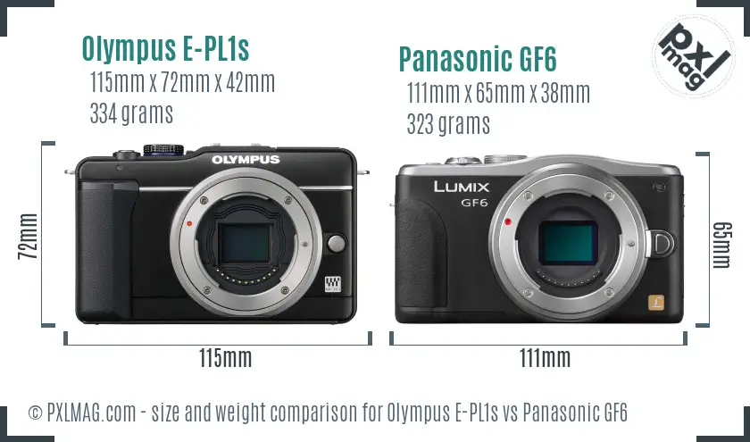 Olympus E-PL1s vs Panasonic GF6 size comparison