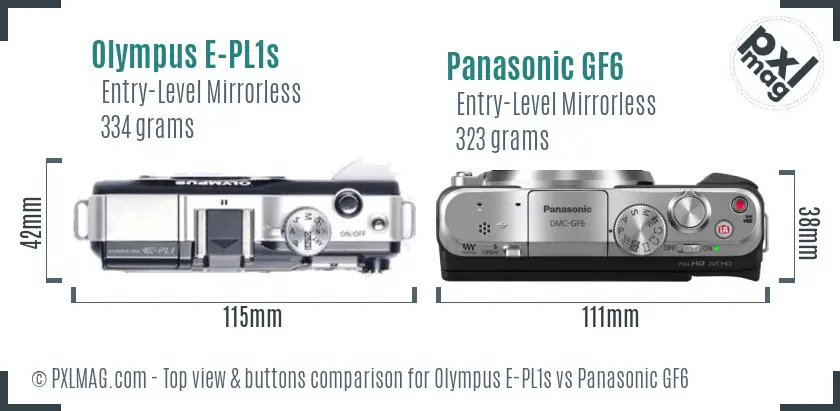 Olympus E-PL1s vs Panasonic GF6 top view buttons comparison