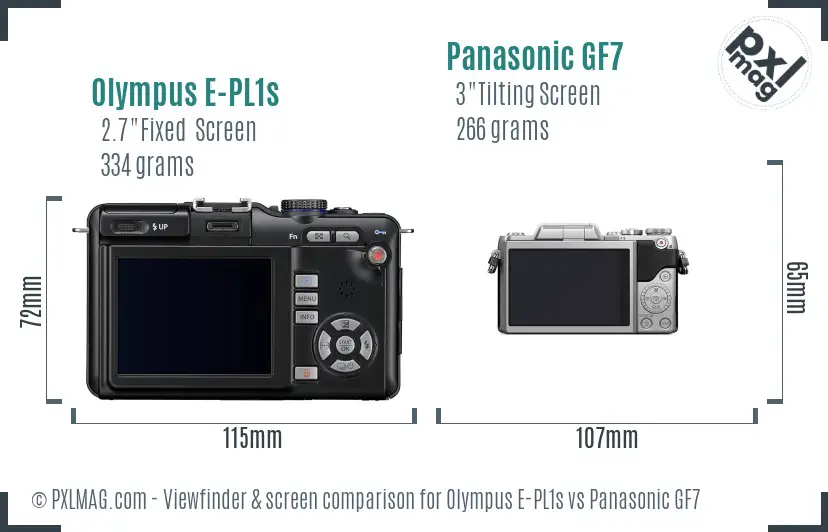 Olympus E-PL1s vs Panasonic GF7 Screen and Viewfinder comparison