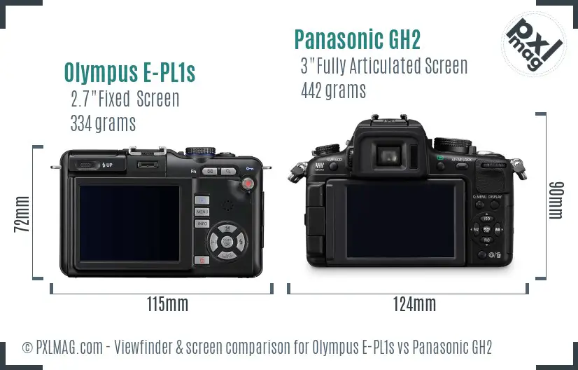 Olympus E-PL1s vs Panasonic GH2 Screen and Viewfinder comparison