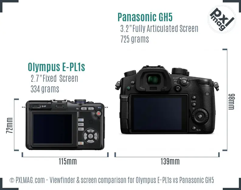Olympus E-PL1s vs Panasonic GH5 Screen and Viewfinder comparison