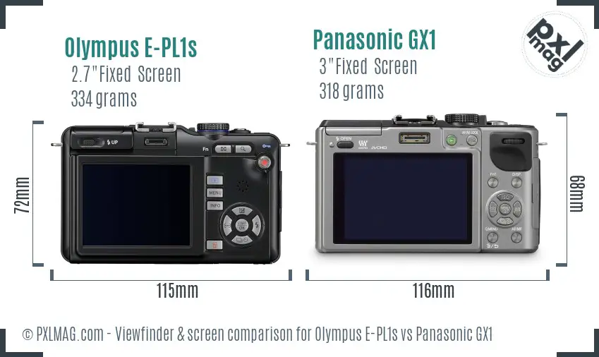 Olympus E-PL1s vs Panasonic GX1 Screen and Viewfinder comparison