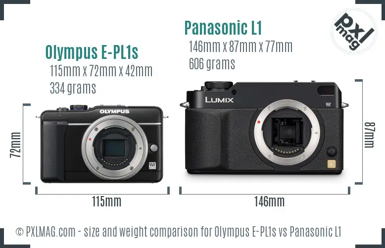 Olympus E-PL1s vs Panasonic L1 size comparison