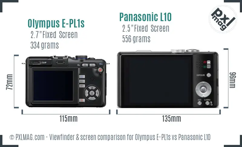 Olympus E-PL1s vs Panasonic L10 Screen and Viewfinder comparison