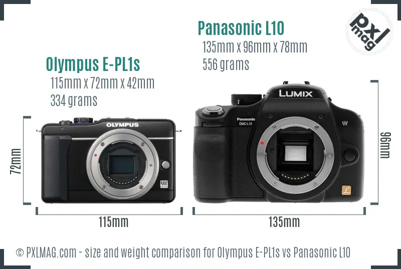 Olympus E-PL1s vs Panasonic L10 size comparison