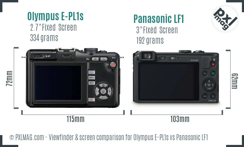 Olympus E-PL1s vs Panasonic LF1 Screen and Viewfinder comparison