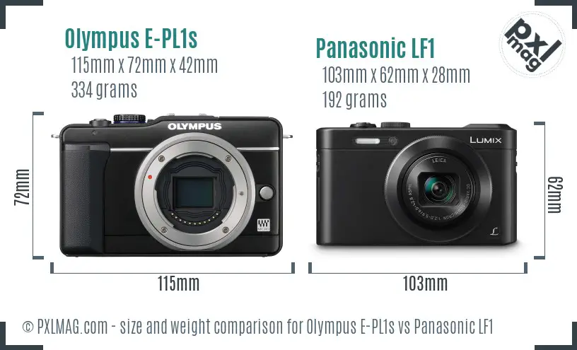 Olympus E-PL1s vs Panasonic LF1 size comparison