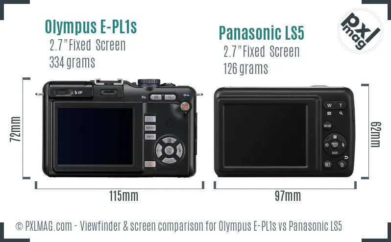 Olympus E-PL1s vs Panasonic LS5 Screen and Viewfinder comparison