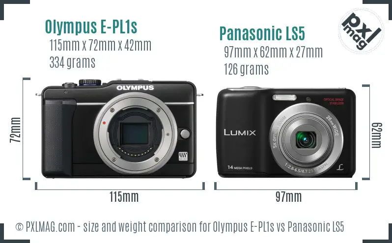 Olympus E-PL1s vs Panasonic LS5 size comparison