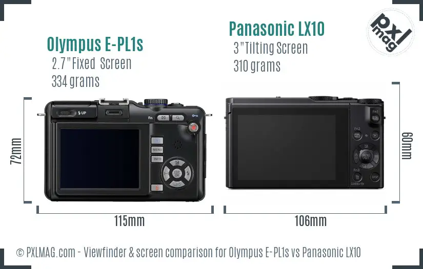 Olympus E-PL1s vs Panasonic LX10 Screen and Viewfinder comparison