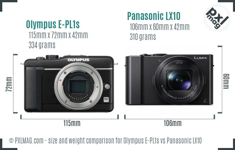 Olympus E-PL1s vs Panasonic LX10 size comparison