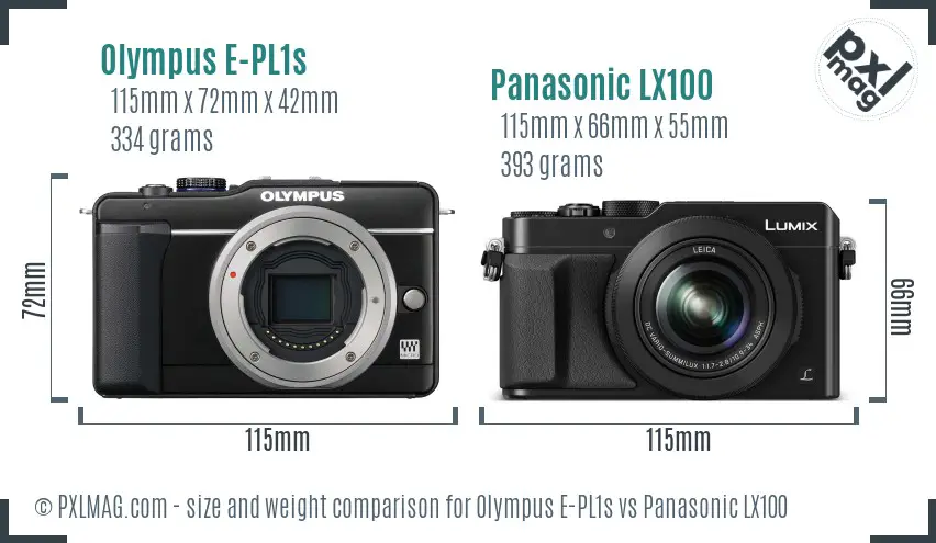Olympus E-PL1s vs Panasonic LX100 size comparison