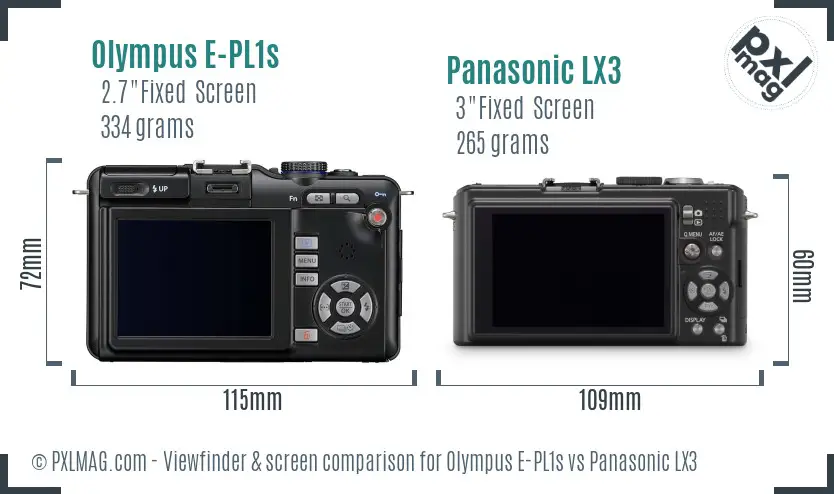 Olympus E-PL1s vs Panasonic LX3 Screen and Viewfinder comparison