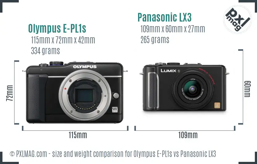 Olympus E-PL1s vs Panasonic LX3 size comparison
