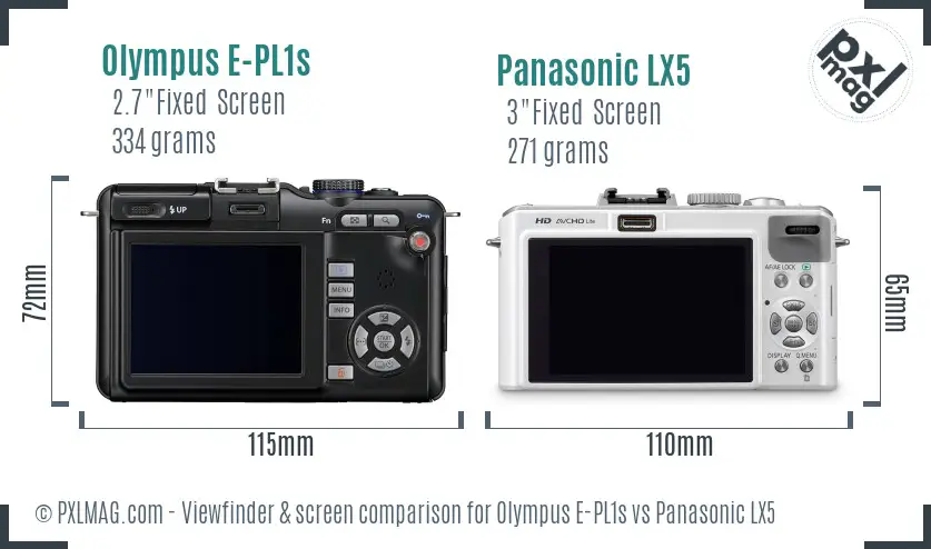 Olympus E-PL1s vs Panasonic LX5 Screen and Viewfinder comparison