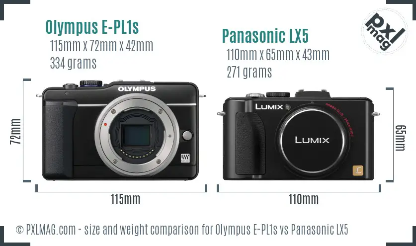 Olympus E-PL1s vs Panasonic LX5 size comparison