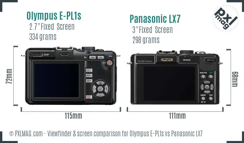 Olympus E-PL1s vs Panasonic LX7 Screen and Viewfinder comparison