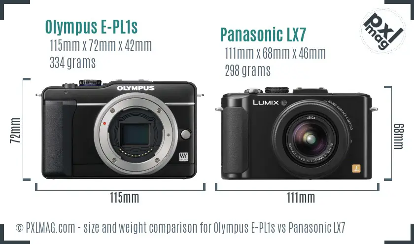 Olympus E-PL1s vs Panasonic LX7 size comparison