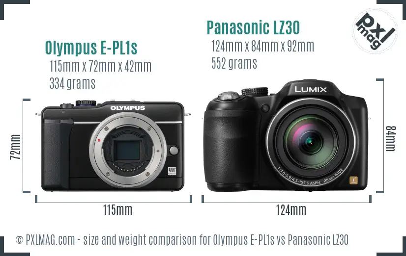 Olympus E-PL1s vs Panasonic LZ30 size comparison