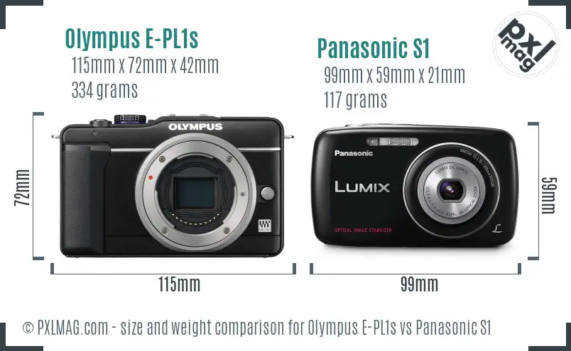 Olympus E-PL1s vs Panasonic S1 size comparison
