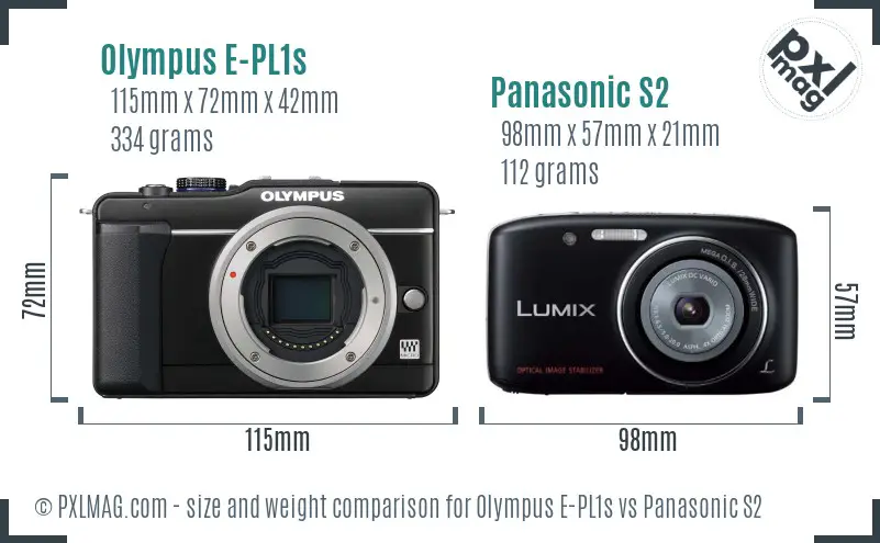 Olympus E-PL1s vs Panasonic S2 size comparison