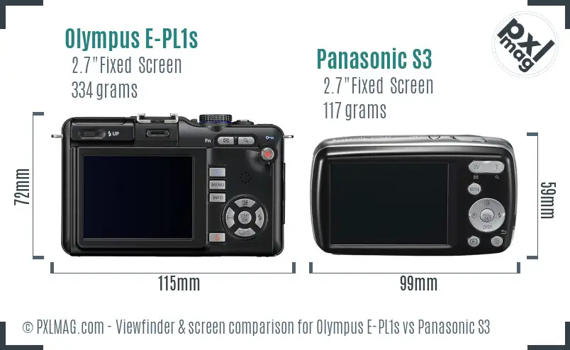 Olympus E-PL1s vs Panasonic S3 Screen and Viewfinder comparison