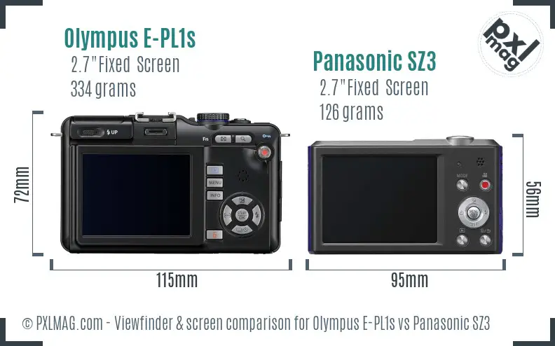 Olympus E-PL1s vs Panasonic SZ3 Screen and Viewfinder comparison