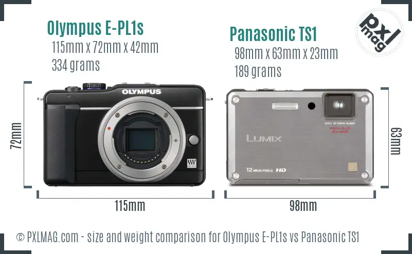 Olympus E-PL1s vs Panasonic TS1 size comparison