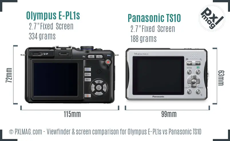 Olympus E-PL1s vs Panasonic TS10 Screen and Viewfinder comparison