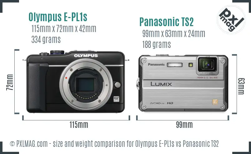 Olympus E-PL1s vs Panasonic TS2 size comparison