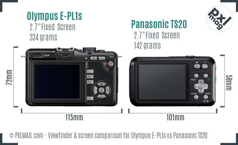 Olympus E-PL1s vs Panasonic TS20 Screen and Viewfinder comparison