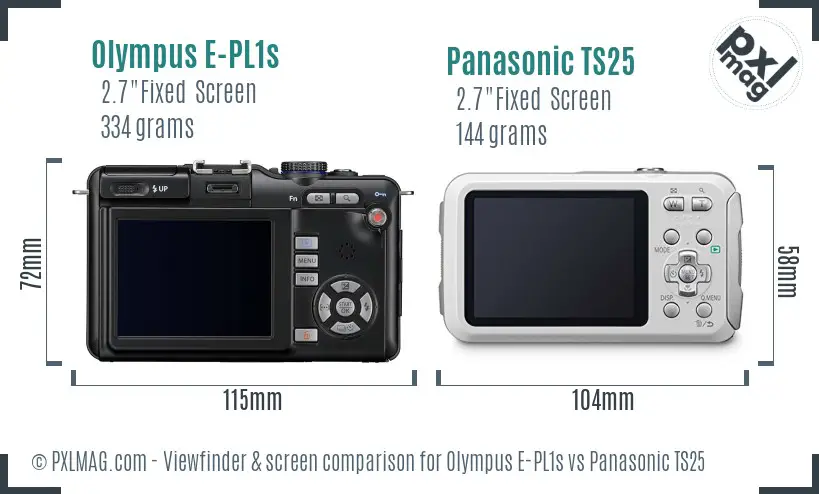 Olympus E-PL1s vs Panasonic TS25 Screen and Viewfinder comparison