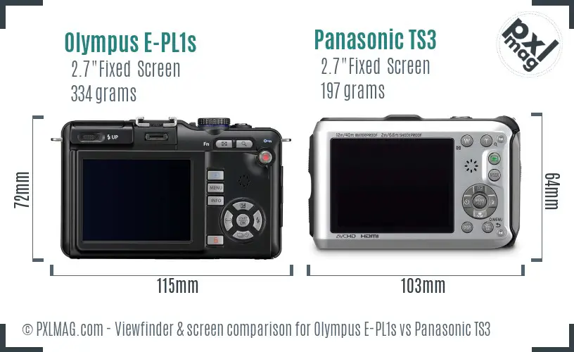 Olympus E-PL1s vs Panasonic TS3 Screen and Viewfinder comparison