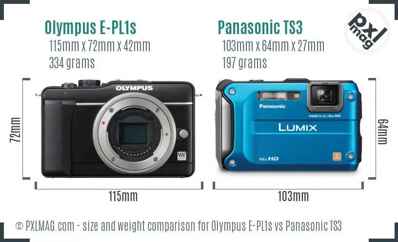 Olympus E-PL1s vs Panasonic TS3 size comparison