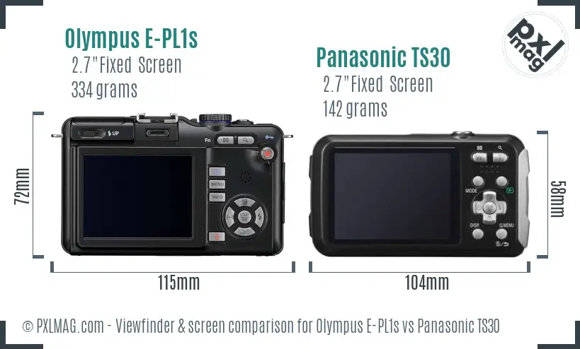 Olympus E-PL1s vs Panasonic TS30 Screen and Viewfinder comparison