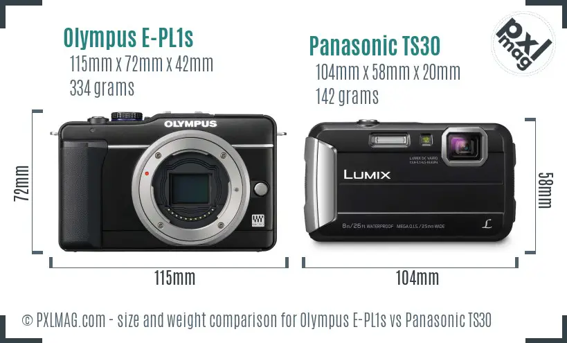 Olympus E-PL1s vs Panasonic TS30 size comparison