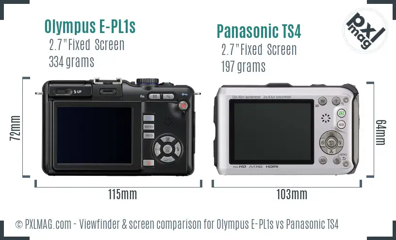 Olympus E-PL1s vs Panasonic TS4 Screen and Viewfinder comparison