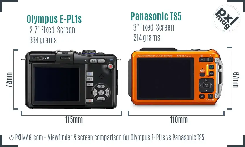 Olympus E-PL1s vs Panasonic TS5 Screen and Viewfinder comparison