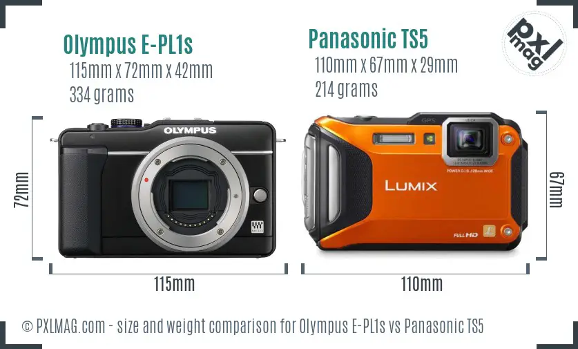 Olympus E-PL1s vs Panasonic TS5 size comparison