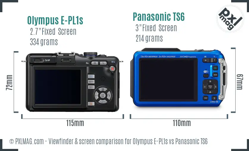 Olympus E-PL1s vs Panasonic TS6 Screen and Viewfinder comparison