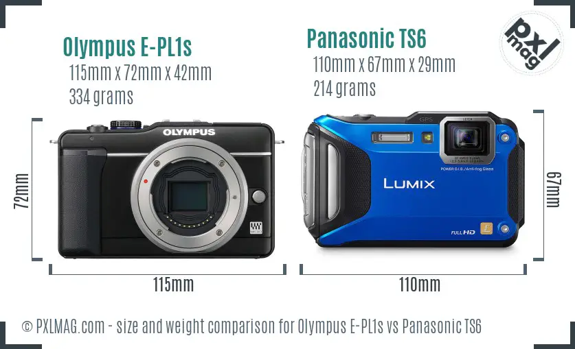Olympus E-PL1s vs Panasonic TS6 size comparison