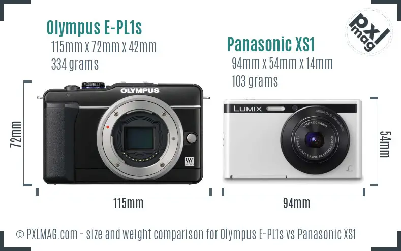 Olympus E-PL1s vs Panasonic XS1 size comparison