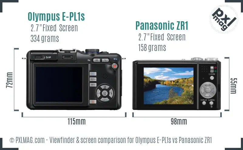 Olympus E-PL1s vs Panasonic ZR1 Screen and Viewfinder comparison