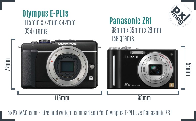 Olympus E-PL1s vs Panasonic ZR1 size comparison