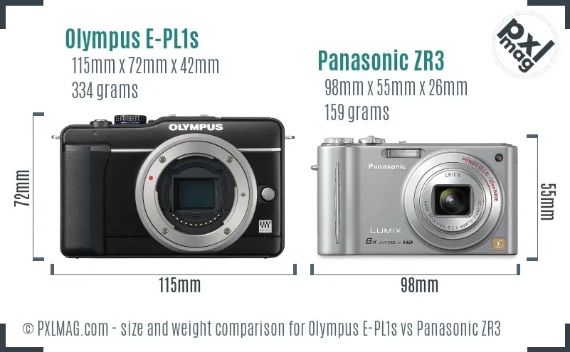 Olympus E-PL1s vs Panasonic ZR3 size comparison