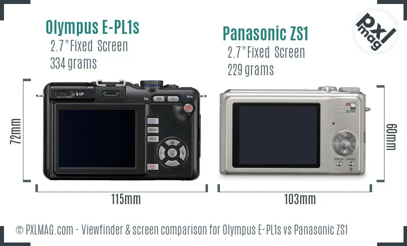Olympus E-PL1s vs Panasonic ZS1 Screen and Viewfinder comparison