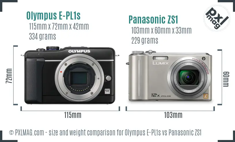 Olympus E-PL1s vs Panasonic ZS1 size comparison