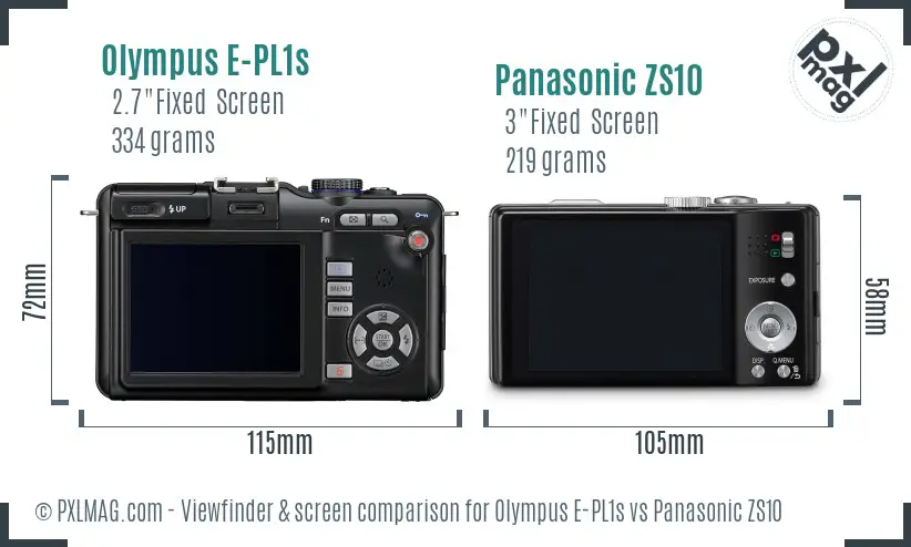 Olympus E-PL1s vs Panasonic ZS10 Screen and Viewfinder comparison