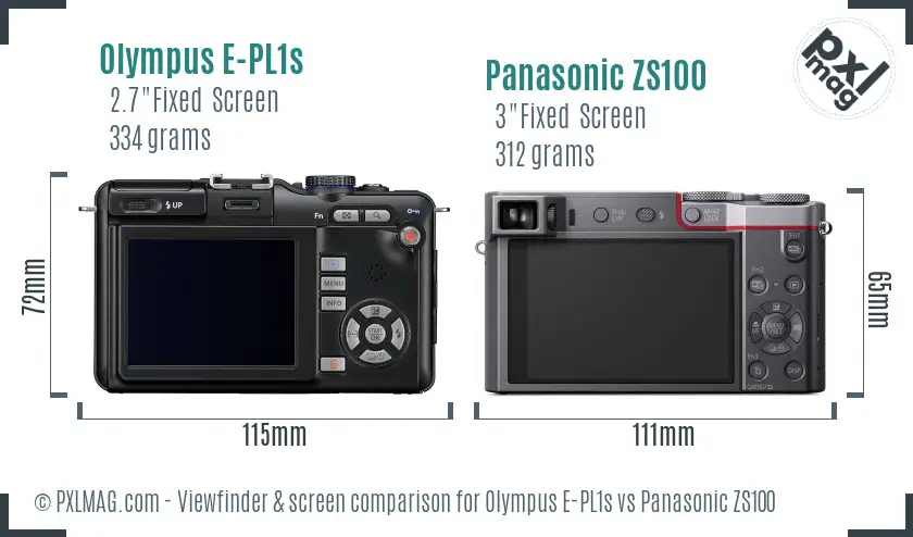 Olympus E-PL1s vs Panasonic ZS100 Screen and Viewfinder comparison